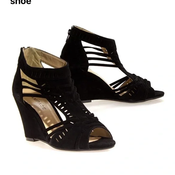 Rampage Shoes Rampage Black Platform Wedge Shoe Size 75m